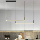 Suspension linéaire LED minimaliste en métal dimmable pour salle à manger