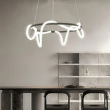 Suspension design moderne anneau LED dimmable en silicone flexible pour salle à manger