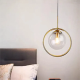Suspension boule en verre design moderne LED hauteur réglable pour chevet