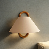 Applique Murale Japonaise en Tissu Beige LED pour Chevet