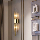 Applique Murale Art Deco Verre Dorée LED Pour Salon
