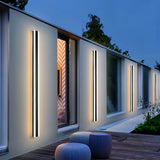 Applique murale extérieure longue LED IP65 noir minimaliste avec détecteur de mouvement