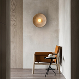 Applique Murale Ronde Japonaise LED Effet Plâtre Texturé Beige