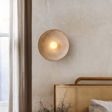 Applique Murale Ronde Japonaise LED Effet Plâtre Texturé Beige