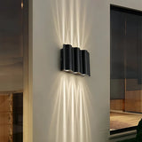 Applique murale extérieure design moderne LED haut et bas noir aluminium IP65 pour porche