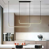 Suspension linéaire LED minimaliste en métal dimmable pour salle à manger