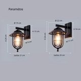 Applique murale extérieure vintage lanterne noire LED IP65