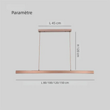 Suspension linéaire minimaliste LED dimmable en métal pour salle à manger