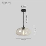 Suspension en verre coloré ovale moderne réglable en hauteur salle à manger