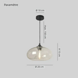 Suspension en verre coloré ovale moderne réglable en hauteur salle à manger