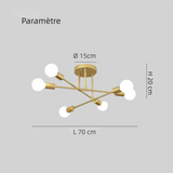 Plafonnier industriel Sputnik 6 lumières en métal pour salon
