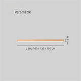 Plafonnier linéaire LED en bois minimaliste dimmable pour couloir