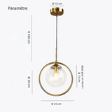 Suspension boule en verre design moderne LED hauteur réglable pour chevet