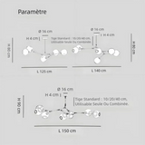 Lustre moléculaire moderne en verre LED ajustable pour salon