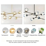 Lustre moléculaire moderne en verre LED ajustable pour salon