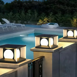 Lampe solaire pilier carrée noir moderne LED IP65 pour jardin