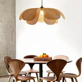Suspension pétale en rotin artisanale japonaise dimmable pour salle à manger