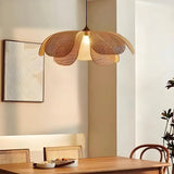 Suspension pétale en rotin artisanale japonaise dimmable pour salle à manger