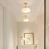Plafonnier de couloir en verre et bois LED dimmable scandinave