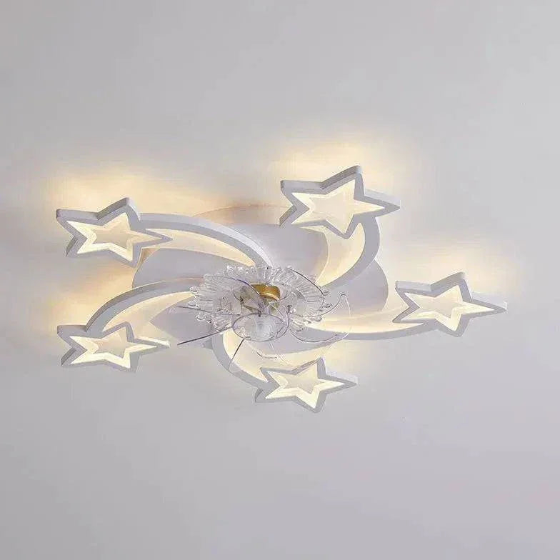 Ventilateur Plafonnier Led Fleur Blanche Pour Chambre - Lampe Magasin
