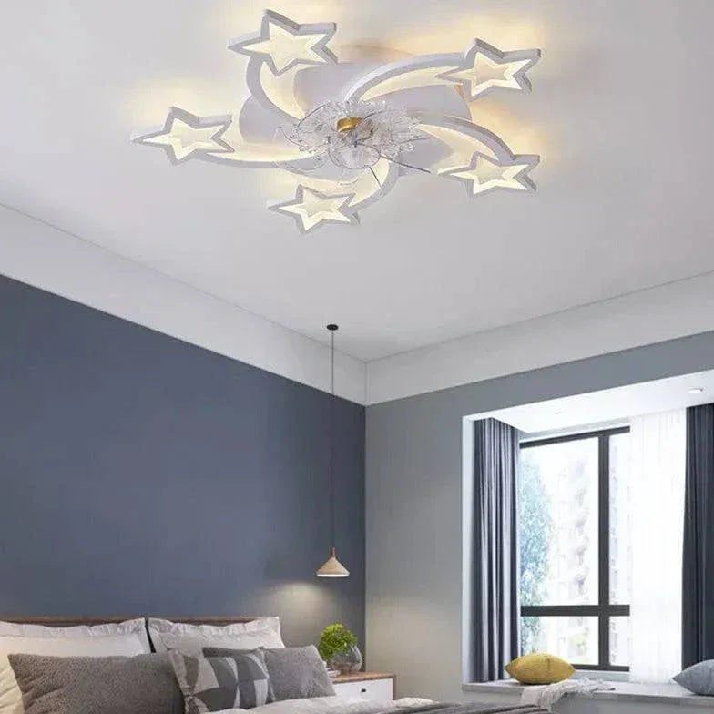 Ventilateur Plafonnier Led Fleur Blanche Pour Chambre - Lampe Magasin
