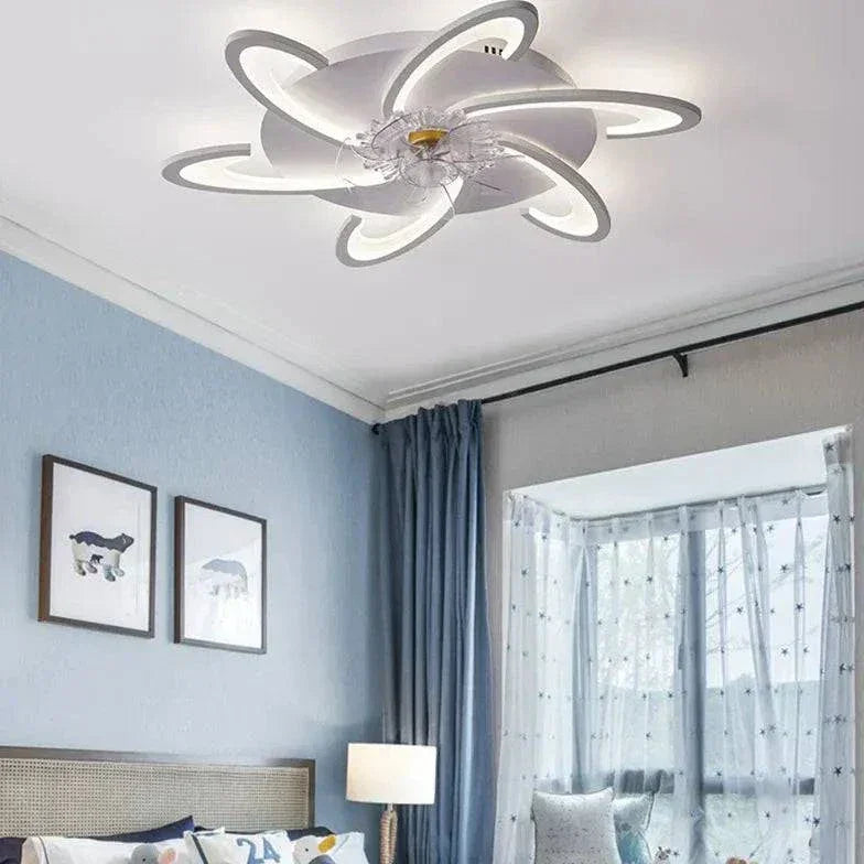 Ventilateur Plafonnier Led Fleur Blanche Pour Chambre - Lampe Magasin