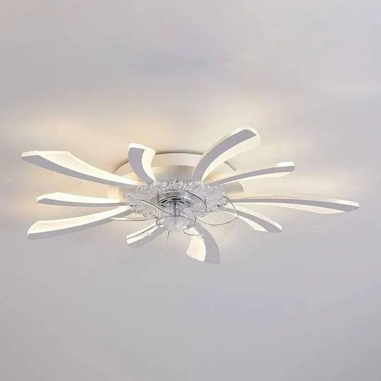 Ventilateur Plafonnier Led Fleur Blanche Pour Chambre - Lampe Magasin