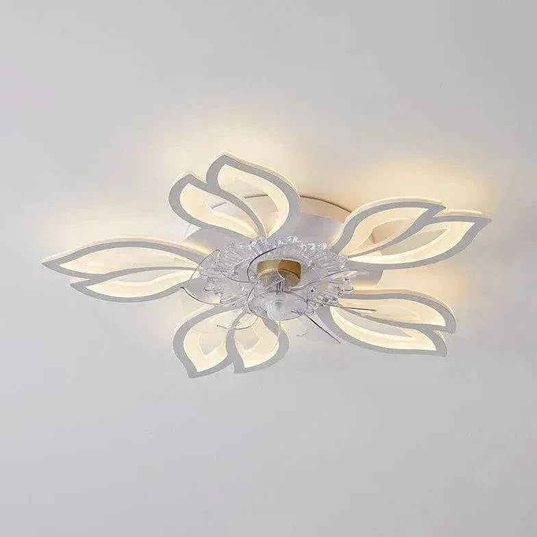 Ventilateur Plafonnier Led Fleur Blanche Pour Chambre - Lampe Magasin
