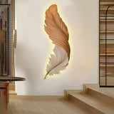 Applique murale en plume moderne verticale LED dimmable décorative pour salon