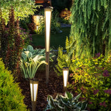 Borne solaire de jardin LED noire forme torche moderne IP65