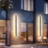 Applique extérieure longue noire minimaliste LED IP65 avec détecteur de mouvement