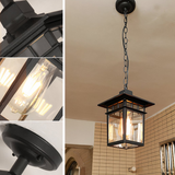 Suspension Extérieure Industrielle Lanterne Noir Led IP44 en Verre Pour Porche