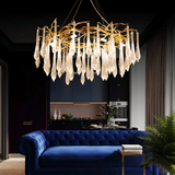 Lustre goutte d'eau en cristal doré LED moderne pour salon