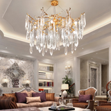 Lustre goutte d'eau en cristal doré LED moderne pour salon