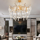 Lustre goutte d'eau en cristal doré LED moderne pour salon