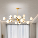 Lustre sputnik moderne doré LED à boules en verre pour salon
