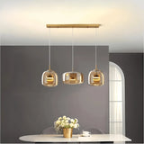 Suspension en verre moderne LED à hauteur réglable pour salle à manger