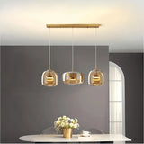 Suspension en verre moderne LED à hauteur réglable pour salle à manger