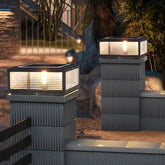 Lampe Solaire Extérieure pour Pilier de Portail LED Carrée avec Dessus Épais Design Moderne