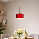 Suspension en verre cylindrique moderne LED hauteur réglable pour salle à manger