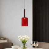 Suspension en verre cylindrique moderne LED hauteur réglable pour salle à manger