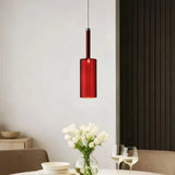 Suspension en verre cylindrique moderne LED hauteur réglable pour salle à manger