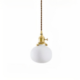 Suspension Céramique Blanche Vintage en Laiton LED Plissée pour Salle à Manger
