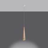 Suspension Bois Naturel LED Scandinave Conique Pour Salle À Manger