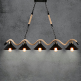 Suspension Corde Industrielle LED Cinq Têtes Noir Salle À Manger