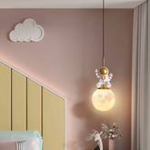 Suspension Enfant Lune Astronaute LED Moderne En Résine