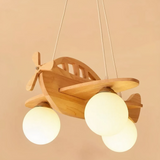 Suspension Enfant LED en Bois Forme Avion Style Scandinave