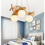 Suspension Enfant LED en Bois Forme Avion Style Scandinave