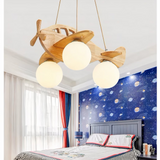 Suspension Enfant LED en Bois Forme Avion Style Scandinave