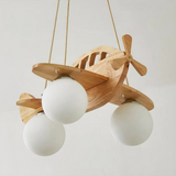 Suspension Enfant LED en Bois Forme Avion Style Scandinave